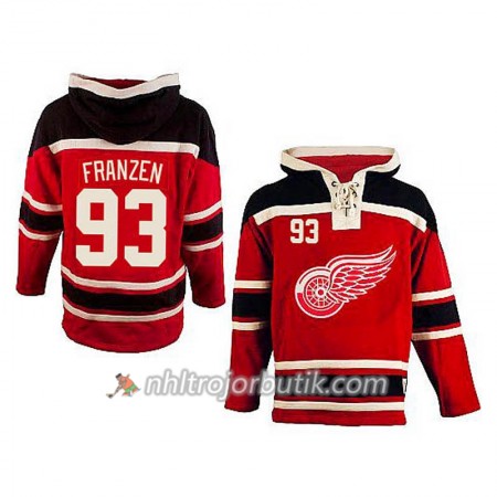Män Ishockey Detroit Red Wings Johan Franzen 93 Röd Sawyer Hooded Sweatshirt